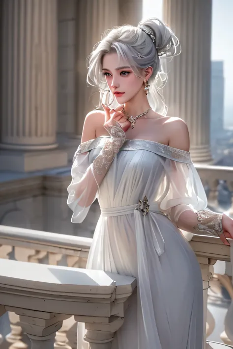 (girl standing on the balcony of the palace),(highest quality, masterpiece:1.2), ultra high resolution, realistic, front light, ...