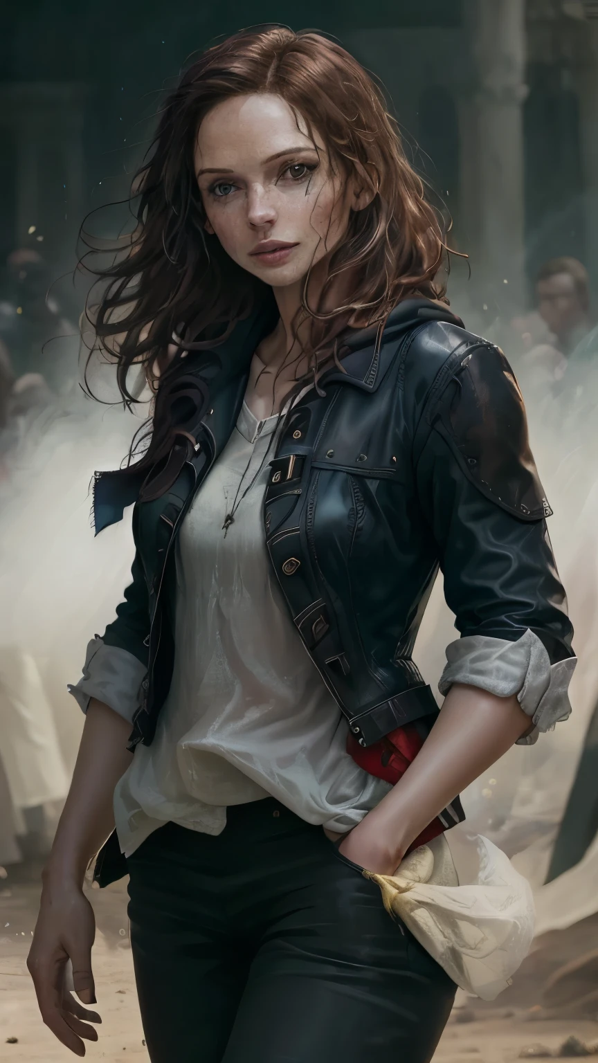 (masterpiece:1.2,high quality), ((ultra realistic details)), (ohwx woman), Rebecca Ferguson as a beautiful female assassin's creed, dark shadows, imersive lights, global illumination, shadows, Unreal Engine, octane render, 8k, ultra sharp, highly details, raw photo, imersive background of ancient Roma, hidden blade, hood, walk in front of viewer, full shot, low angle shot (ground lewel)