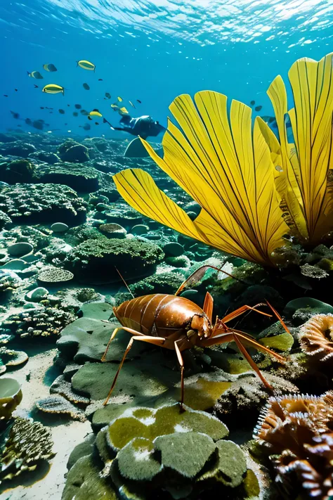 una langosta en el mar en manada