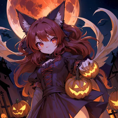 (epic, dynamic angle)top quality, best quality, high-quality illustrations, masterpiece, while creating a halloween atmosphere, ...