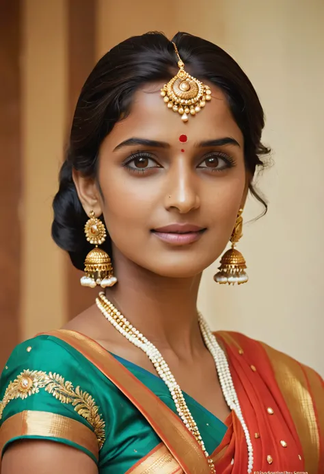 the 25-year-old indian lady looked stunning in her traditional indian attire. she wore a vibrant saree with intricate golden emb...