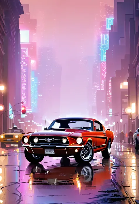 Illustration: FORD BOSS 429 mustang, Luz Volumetrica Estilo GTA. In this captivating illustration, we are transported to a realm...