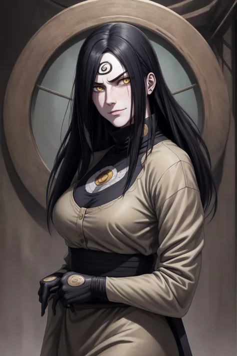 {-erro_de_anatomia:1.0} estilo anime, Masterpiece, absurdities, Orochimaru\(Naruto\), 1girl Solo, Mature woman, Oversized shirt ...