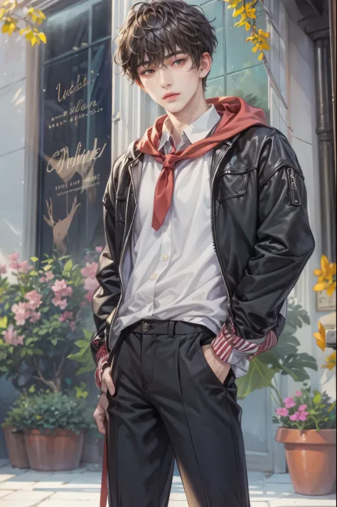 ((best quality)), ((masterpiece)), (detailed), ((perfect face)), ((halfbody)) handsome face, male, teen boy,  perfect proportion...