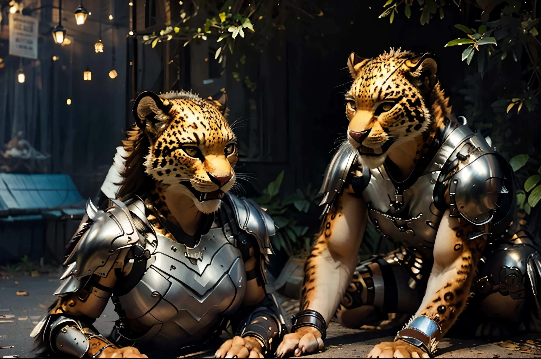 ((biological armor deploying around a leopard)), photo realistic anthropomorphic leopard in living armor, nanotech armor, masterpiece, best, hyper realistic