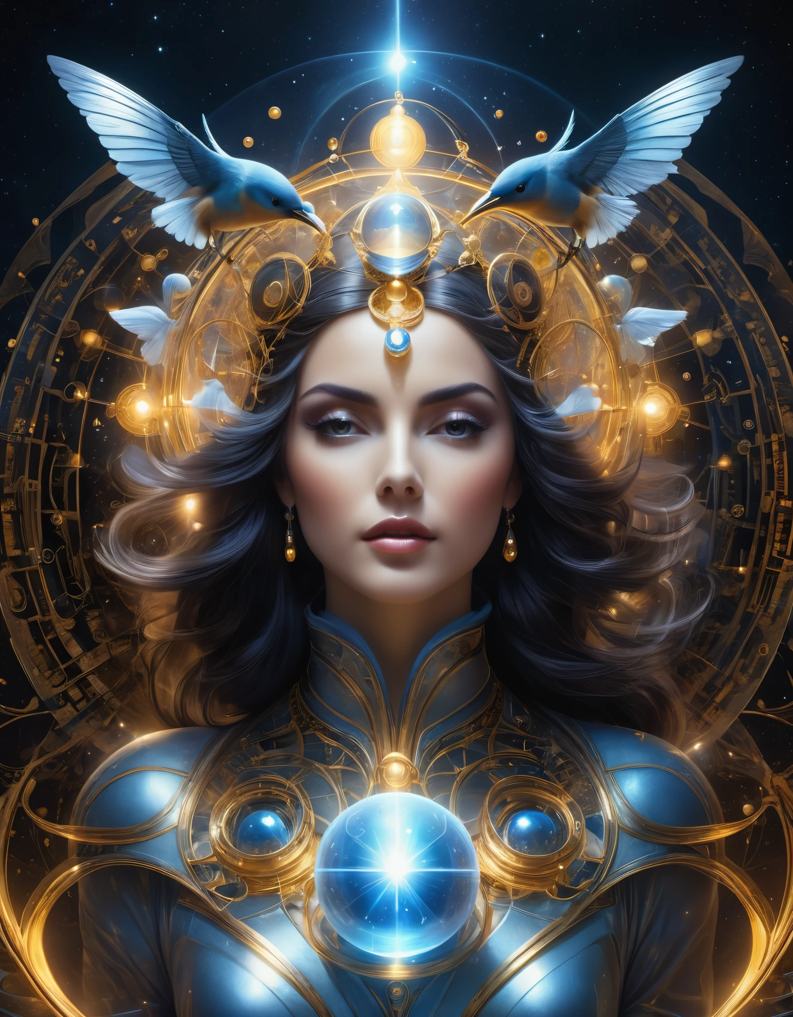 3D RendeRing of Magic aRRay, sacRed geometRy, shaRp focus,,マイク・ウィンケルマンのスタイル,in the style of Rolf aRmstRong: fRactal,by albeRto vaRgas and h.R. gigeR,マジックリアリズム,古典的リアリズム,SuRReal,SuRRealism,想像した,SF,FRom AnotheR Realm,不可能,Visual ExaggeRation, PostcybeRpunk,ナノパンク,アトムパンク, 集合体 ,CiRcuit,Hedge TRimming,ライトペインティング,ARies, ♈︎,TauRus, ♉︎,ジェミニ, ♊︎,CanceR, ♋︎,ScoRpio, ♏︎,LibRa, ♎︎,ViRgo, ♍︎,レオ, ♌︎,SagittaRius, ♐︎,CapRicoRnus, ♑︎,AquaRius, ♒︎,魚座, ♓︎,UnReal engine,octane RendeR,V-Ray,細部までこだわった,hypeR quality,high Resolution,suRRealism,16k,supeR wide angle,A biRd's-eye view,aeRial view,生物発光,浮遊する幽霊魔術師，SuRReal digital aRtwoRk，A beautiful woman against this inteRstellaR backgRound，モービウス通りを一人で歩く