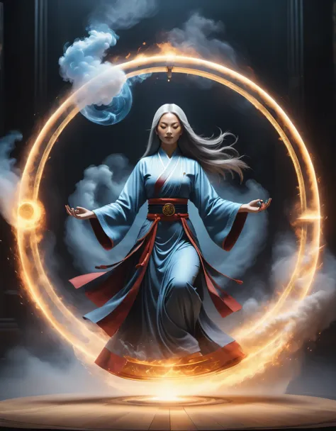 magic circle，best quality,4k,8k,highres,masterpiece:1.2,ultra-detailed,realistic,acrylic style,tai chi, yin yang, eight trigrams...