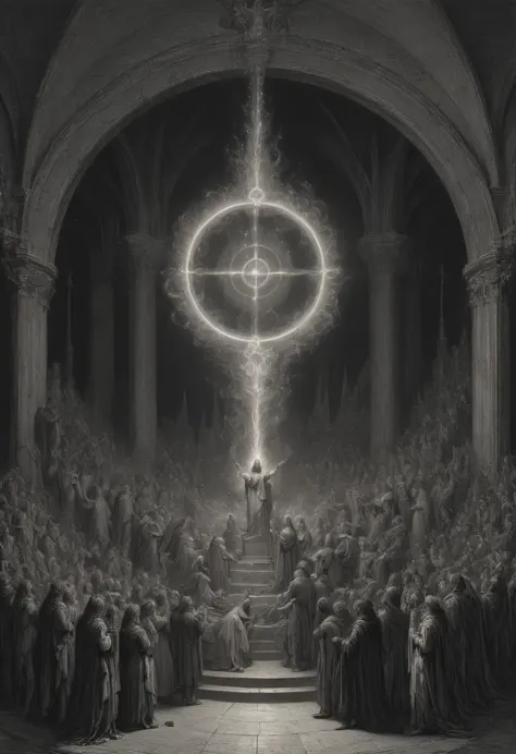 Magic Circle by Gustave Doré, best quality, masterpiece, 8k, Representative work, official art, Professional, Ultra intricate de...