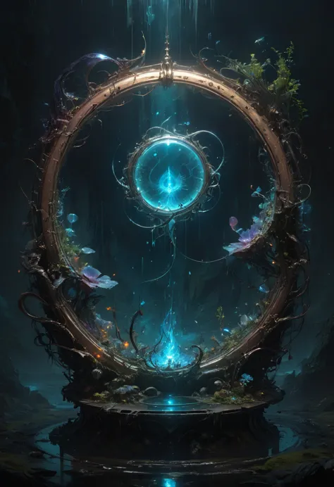 Magic Circle, Exaggerated energy, Bioluminescence, dark fantasy concept art, by Jordan Grimmer, (best quality, masterpiece, Repr...