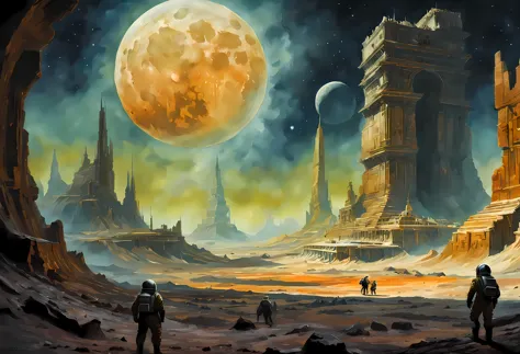 soviet sci-fi space punk soviet cosmonauts and archaeologists explore the dust-covered ruins of an unknown civilization, found b...