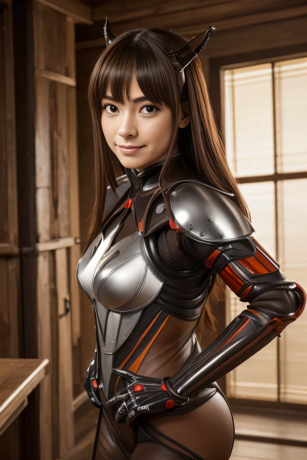 (High resolution,masterpiece,highest quality,Very detailed CG, anime, official art:1.4), realistic, photograph, amazing detail, everything is complicated, shiny and glossy,Amazing number of layers, 8K wallpaper, 3D, sketch, cute, figure,( alone:1.4), perfect female proportions,villain&#39;s daughter, (Fusion of dark brown cockroach and lady:1.4), (brown cockroach woman:1.2), (brown cockroach woman:1.2), (Fusion:1.2), (alone:1.4), (evil smile:1.2), muscular, abs, (Cockroach brown exoskeleton bio insect suit:1.4), (Cockroach brown exoskeleton bio insect armor:1.2), (brown transparent cockroach feathers:1.4), (Antennae of brown cockroaches:1.3),
