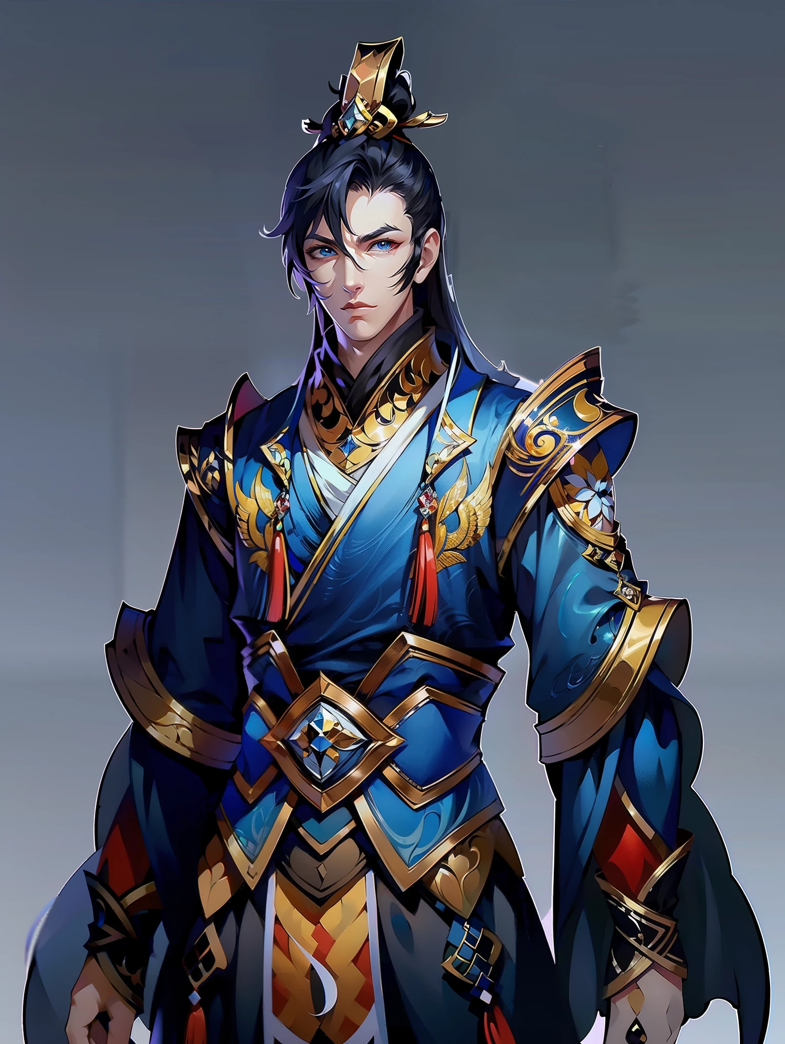 （masterpiece，super detailed，HD details，highly detailed art）1 man，There are scars on the face，Burly figure，Half body，Xianxia, General costume, armor，high detaiginal character designs from East Asia，Game character costume design，ultra high resolution, sharp focus, epic work, masterpiece, (Very detailed CG unified 8K wallpaper)，Handsome face，deep eyes，HD details