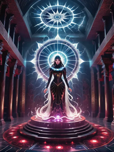 Demon World Hall，Lotus altar，blood spread，strange geometric patterns，blood spatter，Pure cosmic energy transparent magic circle，F...