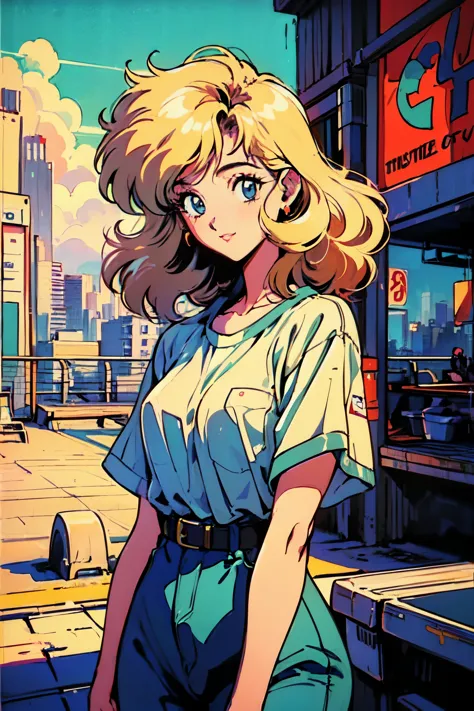 (80's, retro, city pop poster:1.5), (album cover), (masterpiece, best quality), (anime, illustration), 
best photo pose, dynamic...