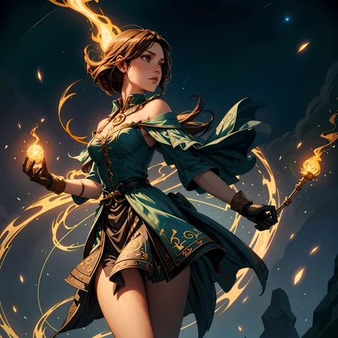 "summoning sorcery: conjuring the magic circle with a mage" | begin with a detailed depiction of a female mage: standing in a co...