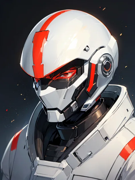 (human man:1.5), (futuristic space suit:1.2), (closed-face helmet:1.2), (black red armor, golden stripe on helmet)