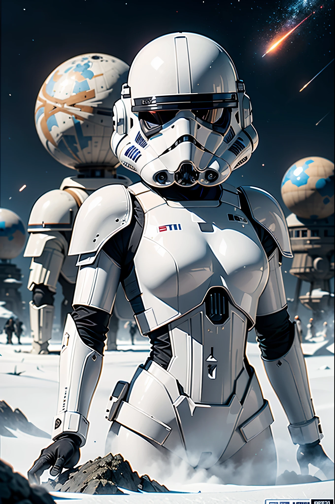 The world of Star Wars, absolutely nothing, pure white, detailed, , a post-apocalyptic world where technology is banned , hyper detailed, professional poster art, bold lines, award winning, trending on ArtStation , FastNegativeV2, ral-dissolve,white eyes