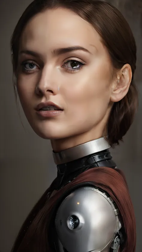 (Photoreal:1.4)、one robot woman、(highest quality)、(highly detailed face)、(very well-groomed face)、(robot parts)、(female robot)、(...