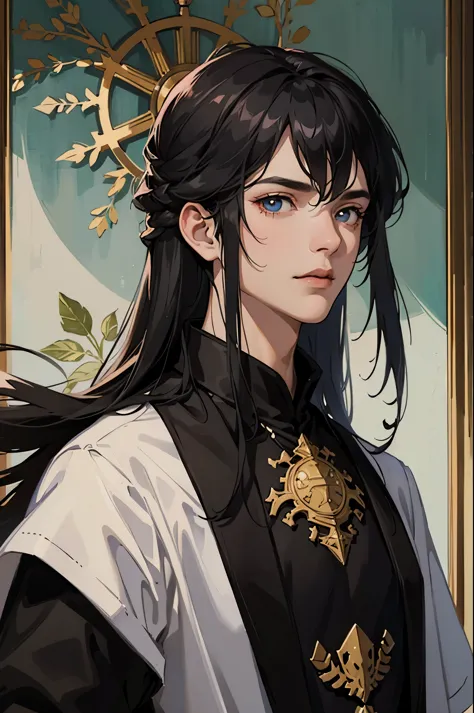 ((best quality)), ((masterpiece)), (detailed)，black hair，black pupils，male，knight