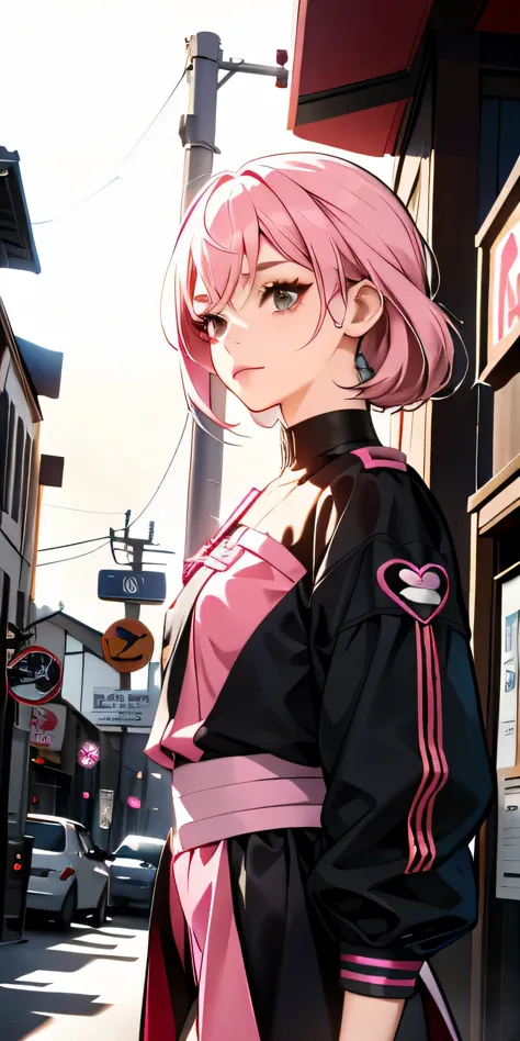 araffe girl pink hair and a crown on her head, wearing punk clothes, Wearing stiff punk clothes, Anime Girls Cosplay, Cybergoth,...