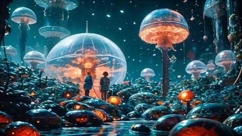 a city made of jellyfish, alien jellyfish, space jellyfish, (best quality,4k,8k,high resolution,masterpiece:1.2), super detailed...