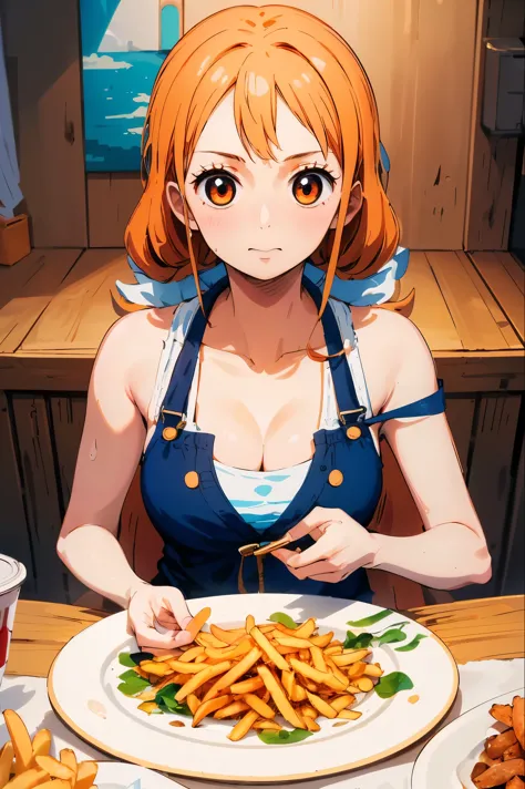 (masterpiece:1.4), (best quality:1.4), ultra highres,1girl,solo,extremely detailed,8k, beautiful, detailed eyes, nami, sitting o...