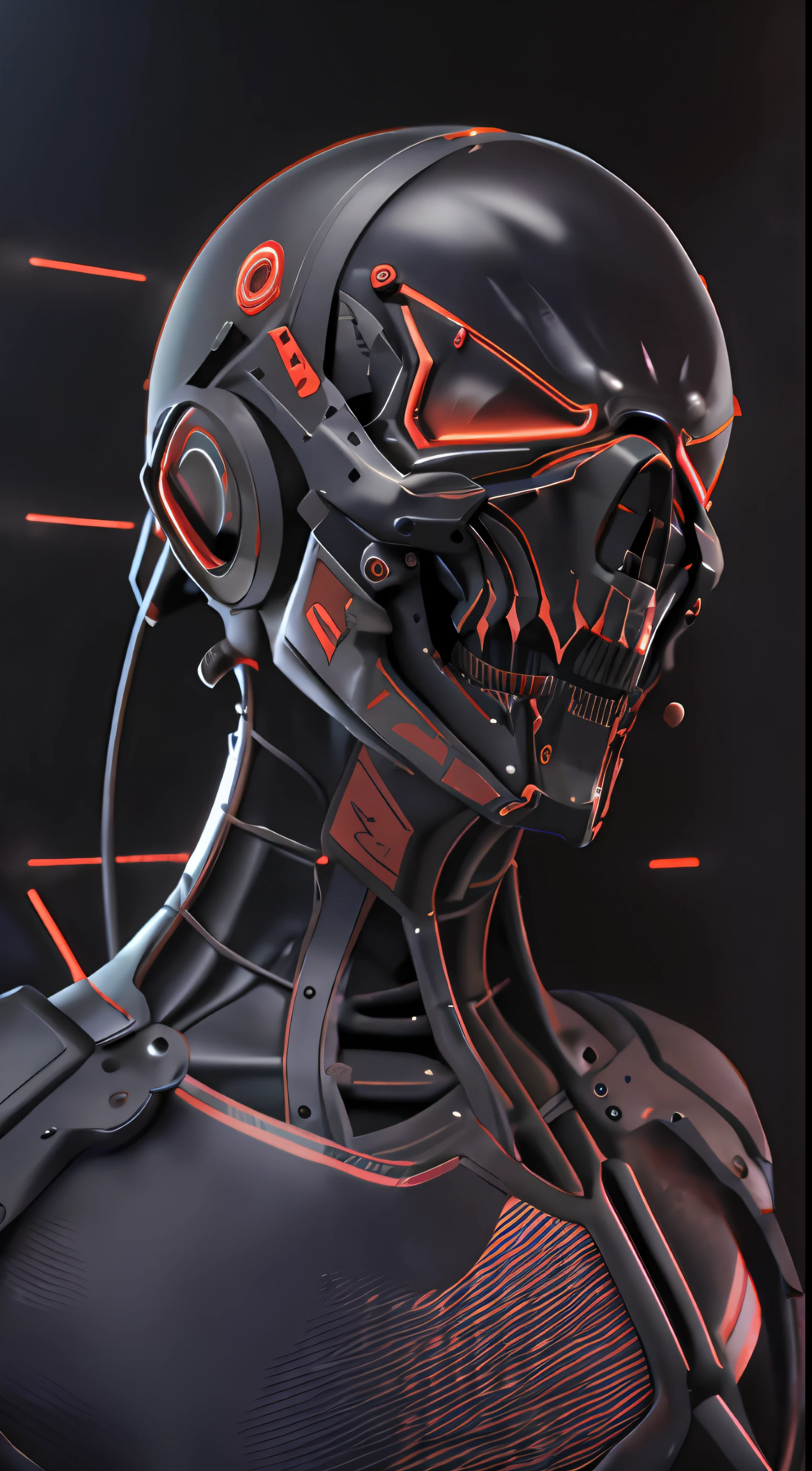 A close up of a robot with a helmet on and a red light - SeaArt AI