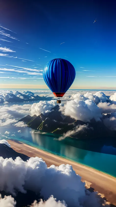 (aerial view of the Earth taken from a balloon, ascending to the atmosphere)，(best quality,4k,8k,highres,masterpiece:1.2),ultra-...