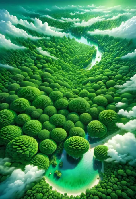 Saw a green forest，Trees grow densely in the forest，formed an emerald ocean。

         From high in the air，You can feel the vit...
