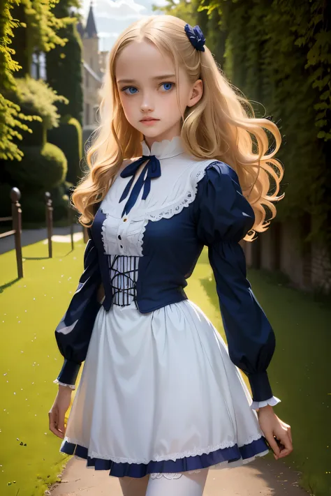 virginia otis, 15 years old (blond hair, blue eyes), thin, cute face, walks at night in canterville castle (inspired by the nove...