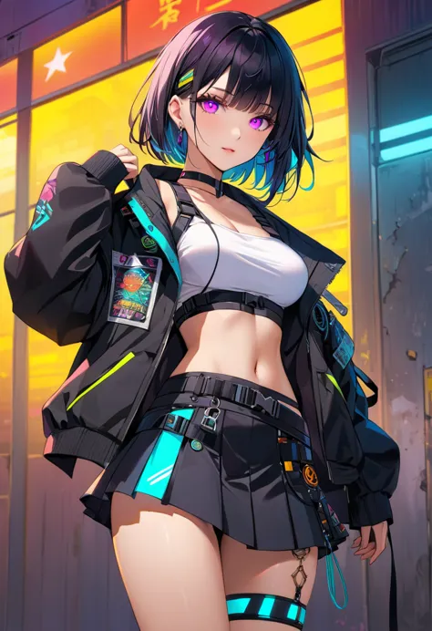 1 girl, 独自of, 长of_hair, bangs_between_this_eyes black_hair_and_share_绿色of, pair_color_ 绿色of_neon eyes, 性感of_face, 手中握著一把插在地上of劍,...