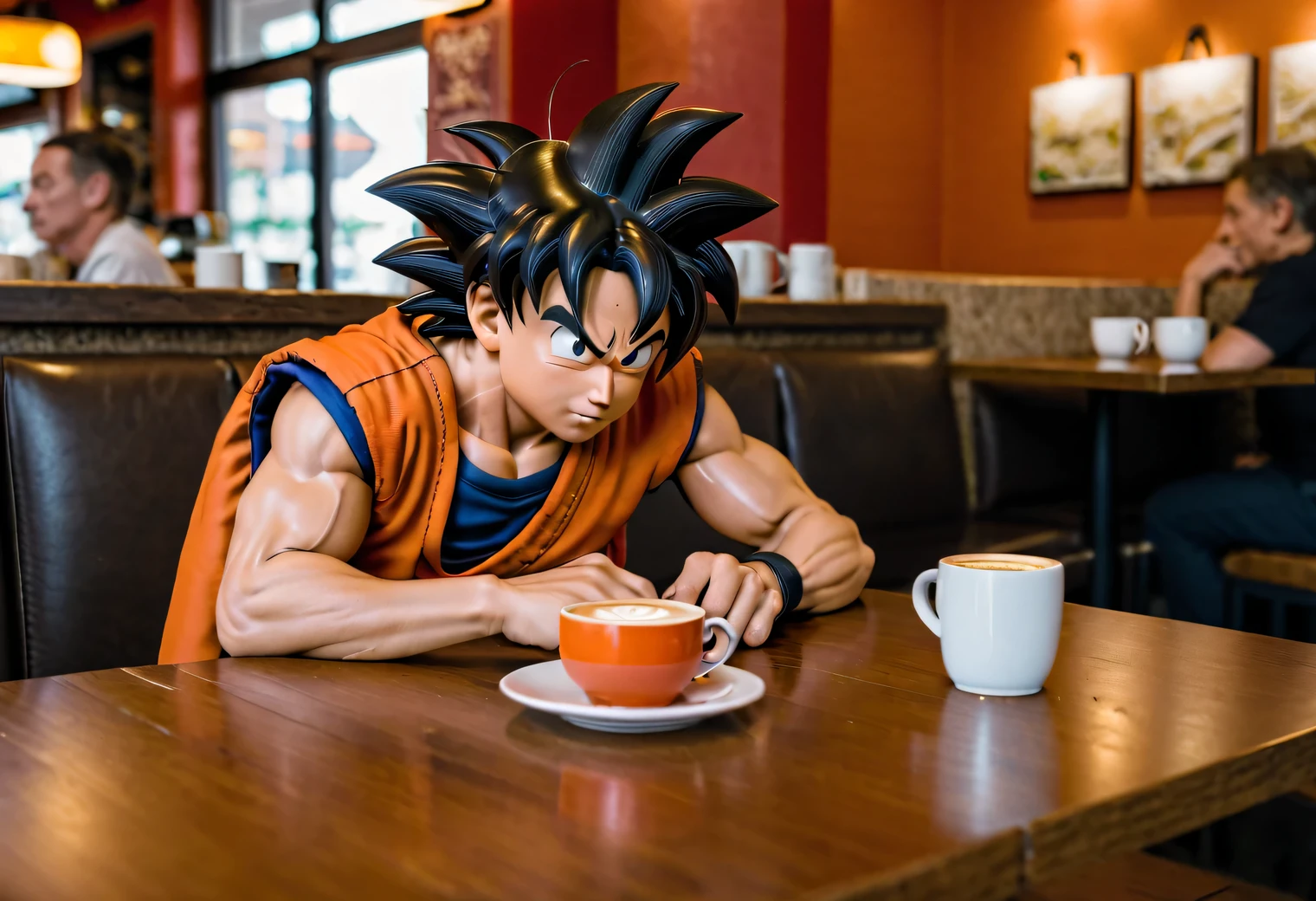 Son Goku Show (scratched) and Frieza from Dragon Ball, make them as realistic and natural as possible, high texture smoothing, high resolution objects, 32K, hyper detail, Surreal sci-fi style, DAZ 3D, Realistic brush strokes, unreal engine 5, Ultra-realistic rendering of details, Stunningly realistic graphics, Very detailed photo