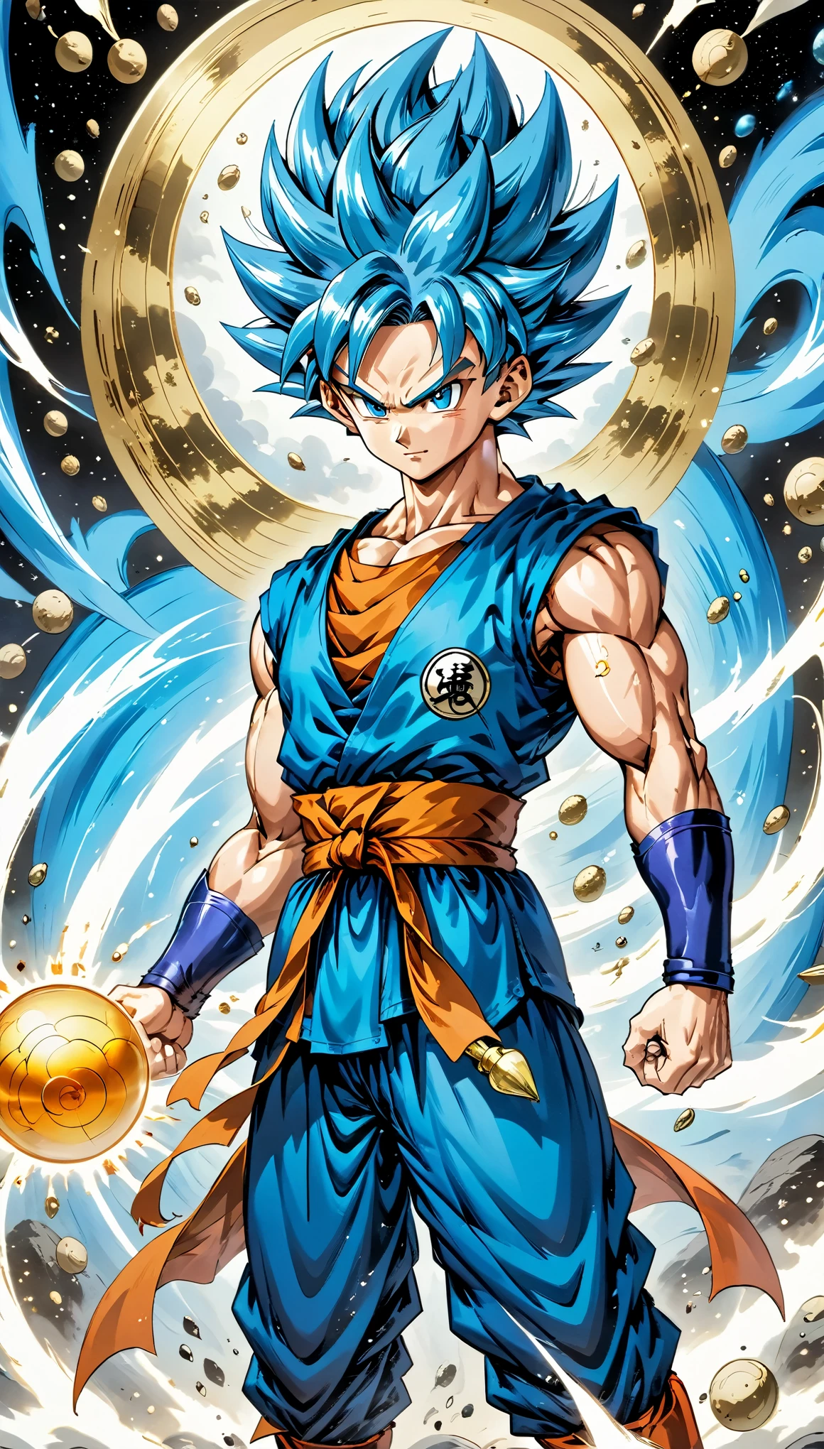 (best quality,4k,8k,high resolution,masterpiece:1.2),Super detailed,(actual,photoactual,photo-actual:1.37),illustration,dragon ball,figure,Wukong,vegnette,robust,Saiyan,fighting,energy beam,Action packed,史诗般的fighting,martial arts,Explosive force level,flight,gas explosion,Transformation,Characteristic hairstyle,muscular,otherworldly existence,fantasy,venture,superhuman strength,Supernatural abilities,angry,Axia,Namexians,robot,fighting championship,galactic conquest,cosmic threat,evil villain,The ultimate warrior,Orbital energy attack,dynamic poses,rich and colorful,shining,eye-catching,high-energy,Explosive effect,Orin Temple,dragon balls,deformation,interesting,good and evil,Teamwork,loyalty,destiny,immortal,lasting legacy,A symbol of power,The spirit of never giving up,Heroes who save the earth,larger than life,Legend,Engaging narrative,Fast-paced,Rapid heartbeat,universe-altering ventures,Dream of becoming the strongest warrior.