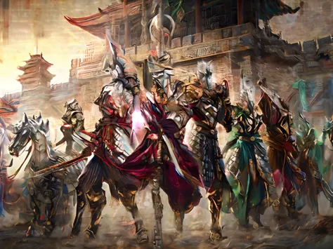 Arafad image of a group of men holding swords and armor, author：Yang Jie, author：Fan Qi, author：Chen Zhou, by Qu Leilei, Wang E,...