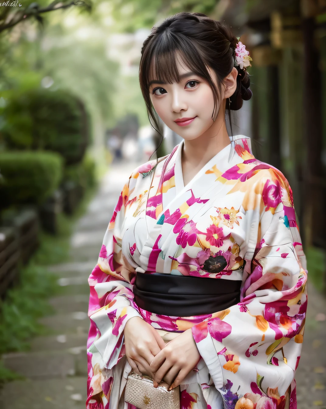 (1 girl:1.4)、(cute japanese woman)、wearing a kimono_Clothes、Photoreal、thin and beautiful eyes、hyper realism、high contrast、ultra hd、realistic skin texture、best image quality、highest quality、超A high resolution、small details、very politely、(Enhances the beauty of skin texture:1.1)、32K、big breasts、(thigh height:1.2)、squatting position