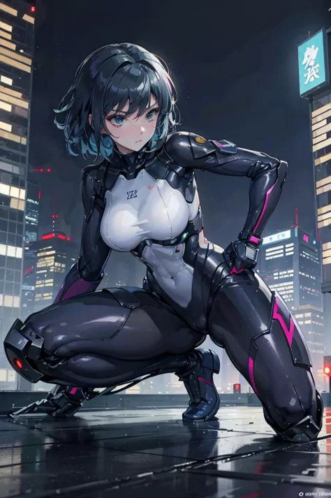 Movie stills of Motoko Kusanagi from Ghost in the Shell, wearing a sophisticated bodysuit、carries her iconic cyborg weapon。, Ill...
