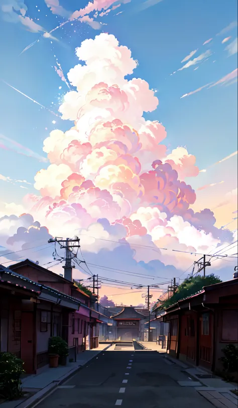 Animated scene of train passing under pink and purple sky, Animation drawn by Makoto Shinkai, Hot topics on pixiv, Magical Reali...