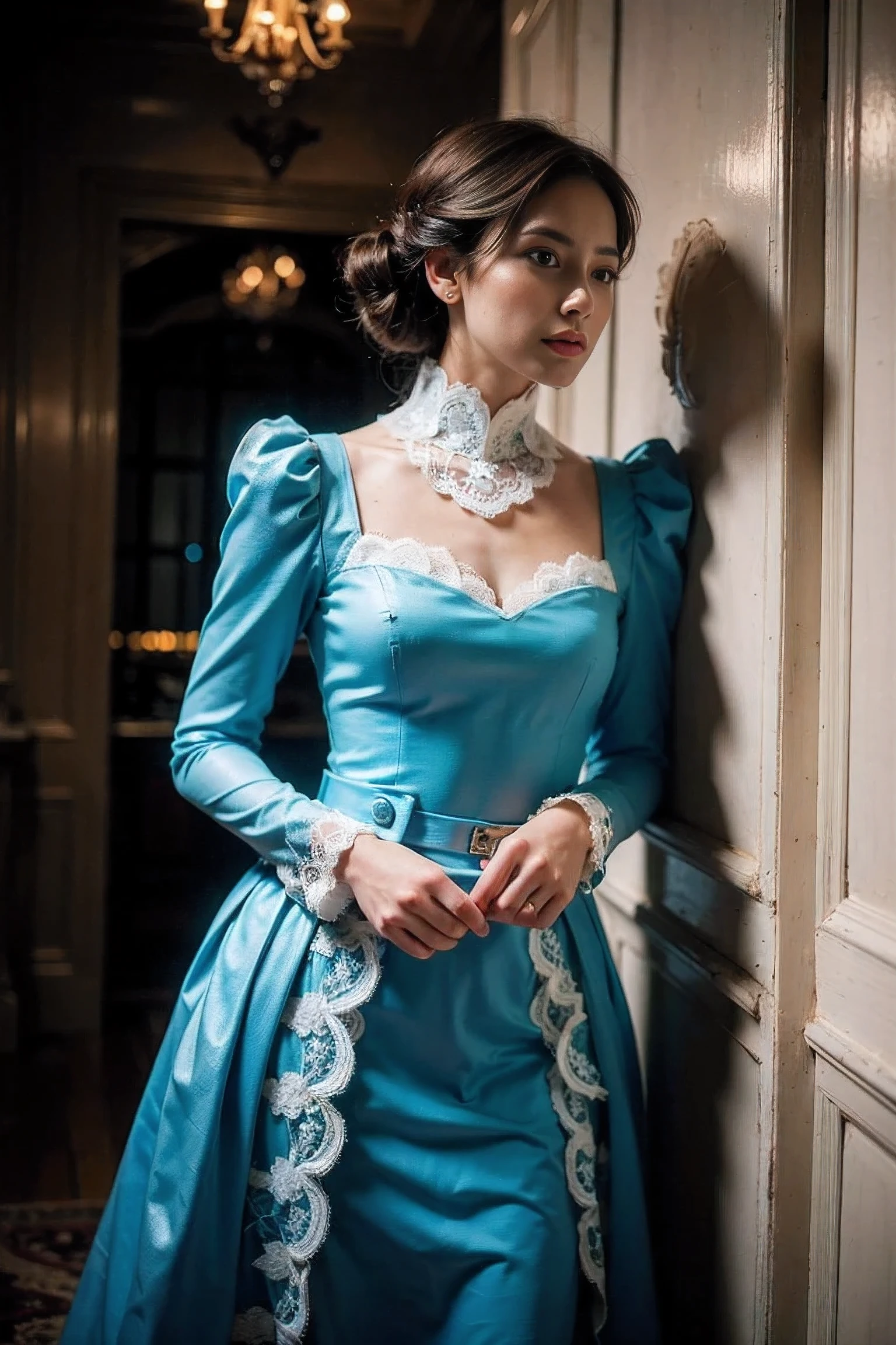 Realistic photography, Modern Victorian dress of beautiful woman