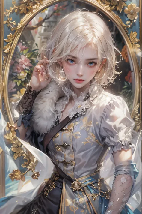 ((Best quality)), ((masterpiece)), (detailed), ((perfect face)), ((halfbody)) male character from Alice Looking Glass, male vers...
