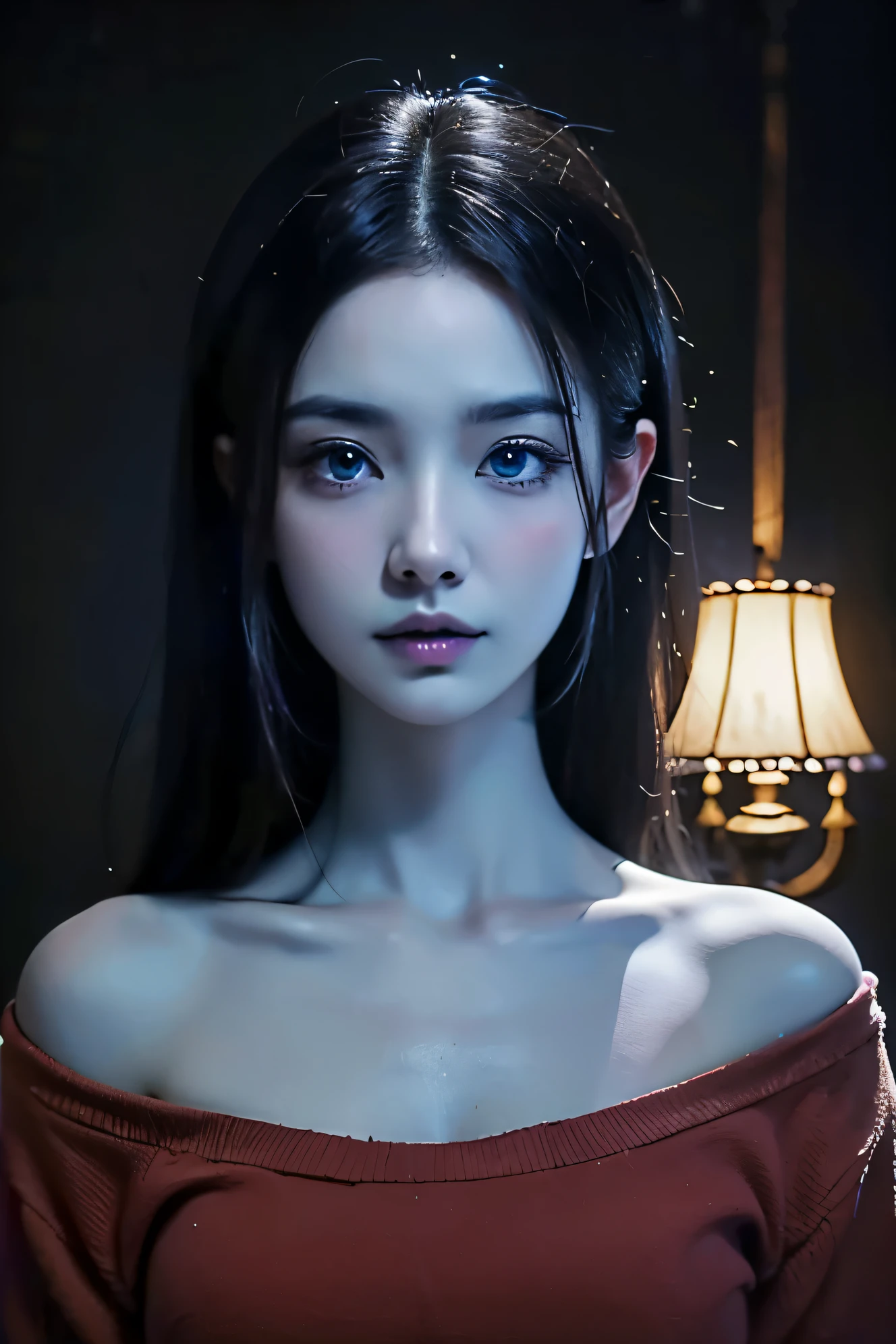 Mutated Demon, alone, blue skin, Romanian ethnicity, full color, full of details, portrait photo, black hair, blue eyes, shadow, lamp, land, 8k, high dynamic range, anime style, full reality, full body photo, hot , very hot, Endless