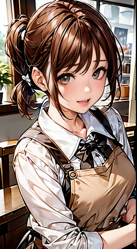 masterpiece,highest quality,Stylish western style cafe,female cafe clerk,(cafe clerkの制服:1.3,fine clothes),(carry a coffee pot),l...