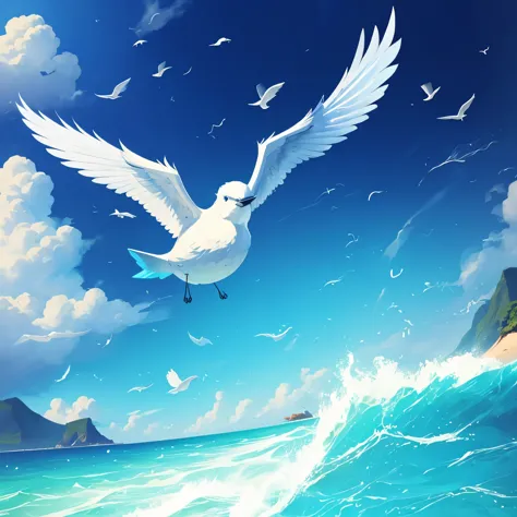 Avatar design，There is sea、flying bird element，concise，special