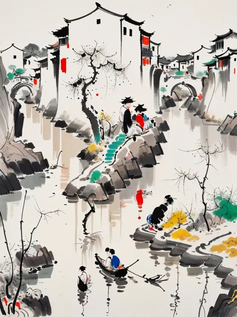 wu guanzhong style，emerging young artists supported by wu guanzhong，through the fusion of traditional and modern elements，by the...