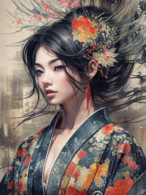 Umalinda warrior sexy, pretty face, Delicious Company, Alluring figure, Wearing a sexy open kimono.

The artwork is created in a...