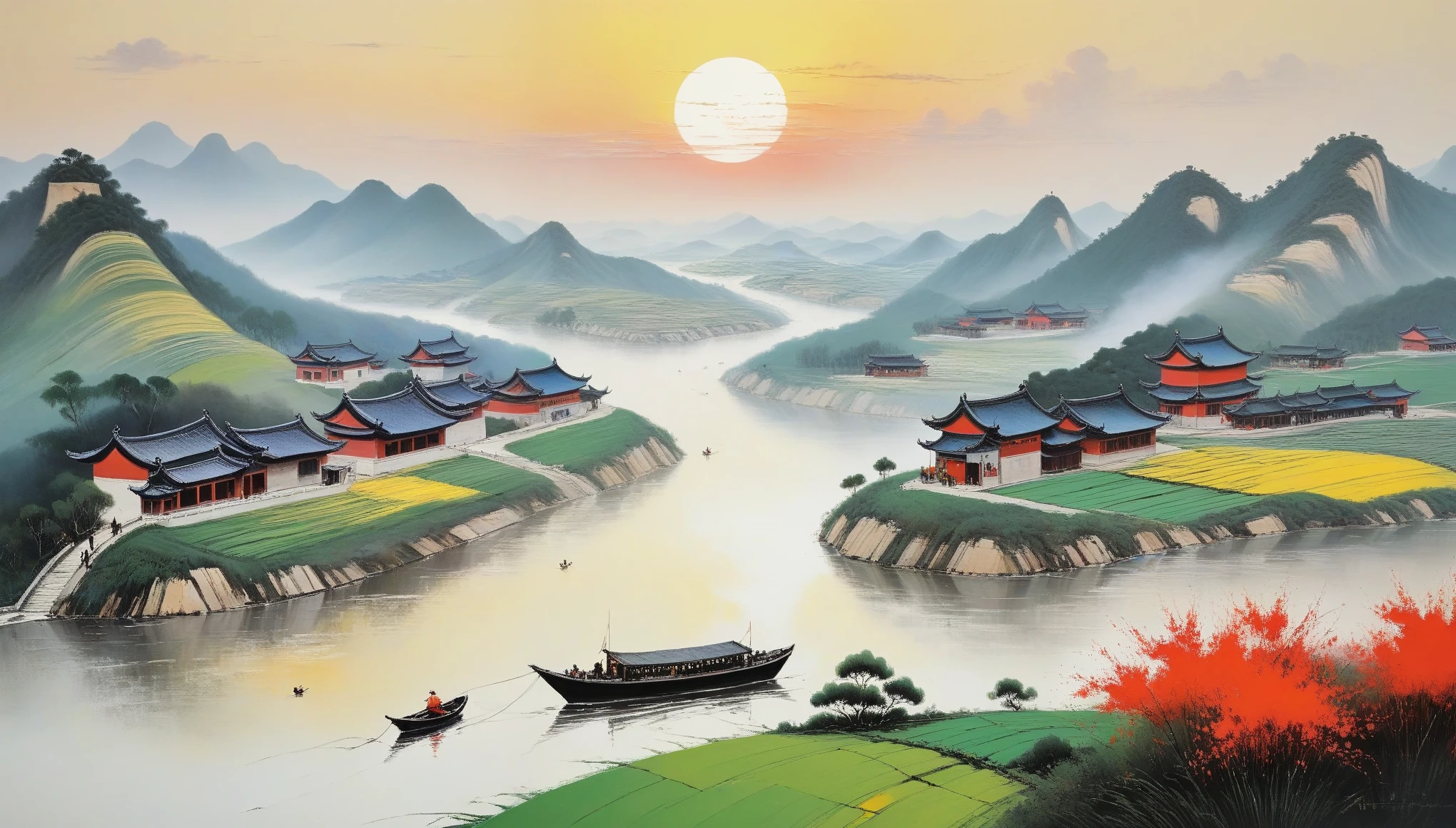 Wu Guanzhong，Pessoas de Yixing, Jiangsu，Crie pinturas a óleo《China》，Comprometido com a criação de pinturas a óleo de paisagens，e explorar a nacionalização da pintura a óleo，Ele tentou realçar a vivacidade intuitiva das pinturas a óleo europeias ao retratar a natureza..、A riqueza e delicadeza das cores da pintura a óleo e da arte tradicional chinesa、Ideais estéticos fundidos，Ele se esforça para usar materiais e ferramentas tradicionais chinesas para expressar，E explore a inovação da pintura chinesa。