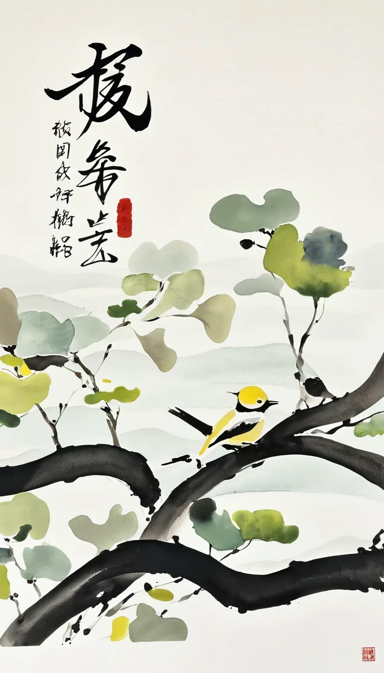 (abstract ink painting:1.5)，author:Wu Guanzhong,author:Wu Guanzhong，Wu Guanzhong的艺术风格，The fusion of Chinese ink painting and modernist aesthetics，Simple yet powerful lines and shapes，minimalist