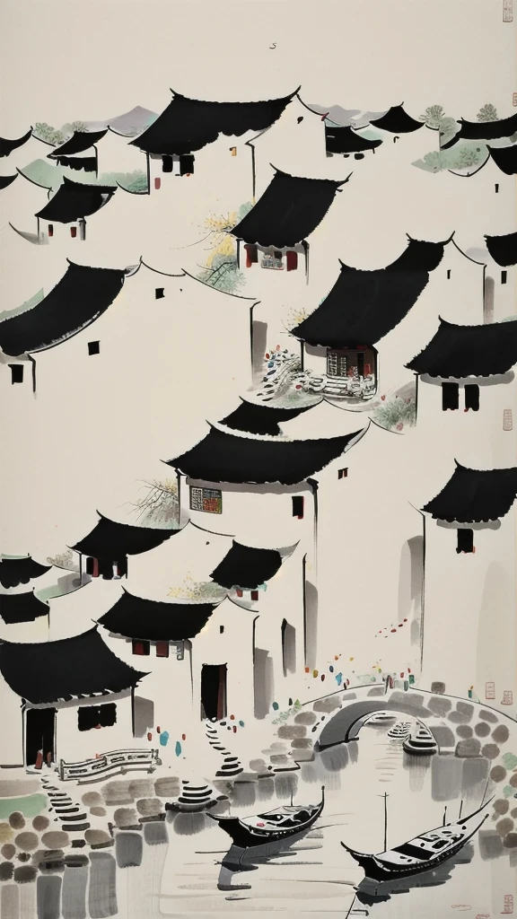 Wu Guanzhong, Wu Guanzhong&#39;艺术风格, 农村，中国传统水墨画