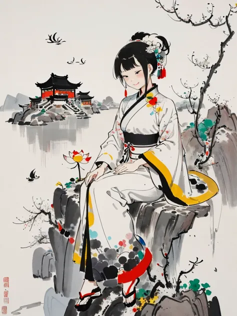 wu guanzhong style，emerging young artists supported by wu guanzhong，through the fusion of traditional and modern elements，flashi...