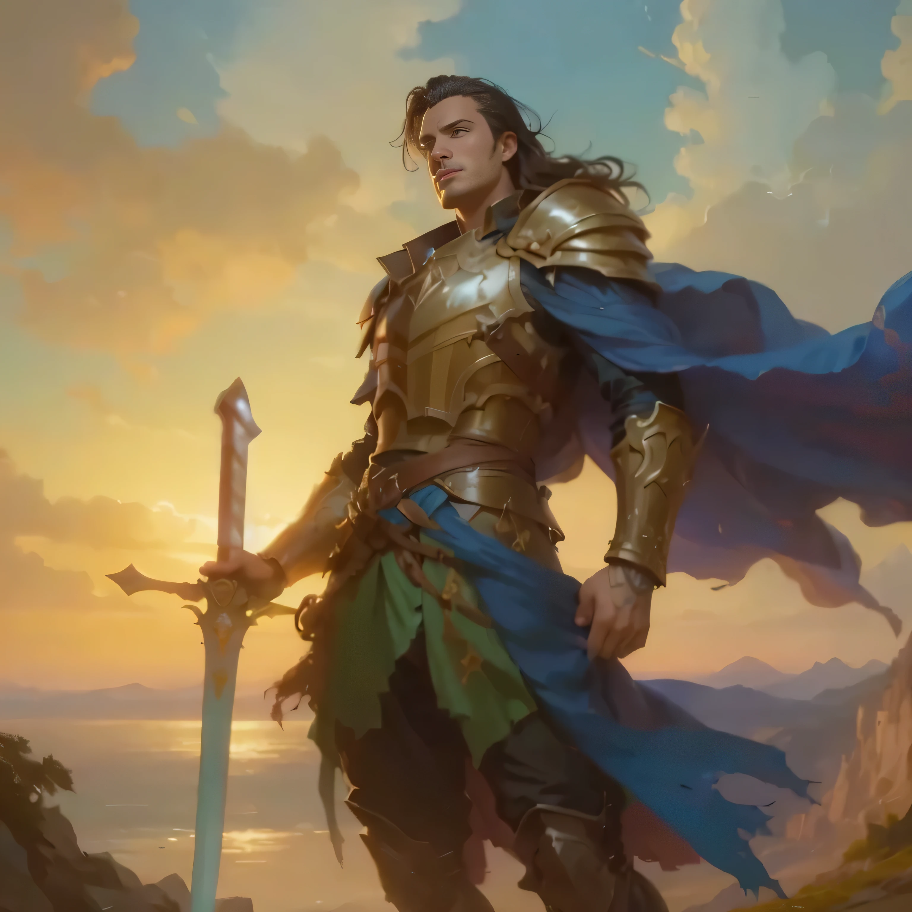 a close up of a man in armor holding a sword, male paladin, peter mohrbacher donato giancola, magic the gathering artstyle, a human male paladin, magic the gathering concept art, fantasy paladin, silvain sarrailh, arsen lupin as a paladin, magic the gathering art style, charlie bowater and mark brooks