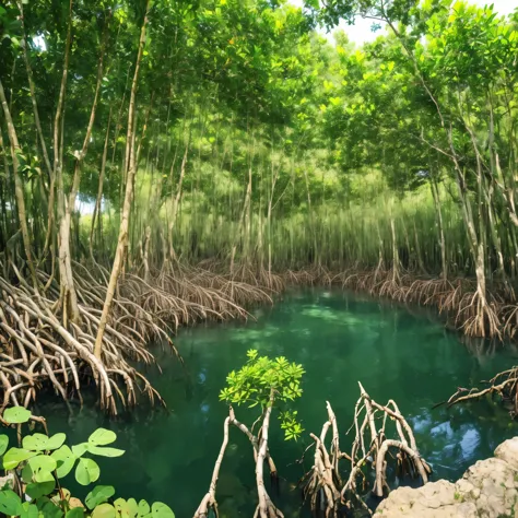 Mangrove forest beautiful nature of roots